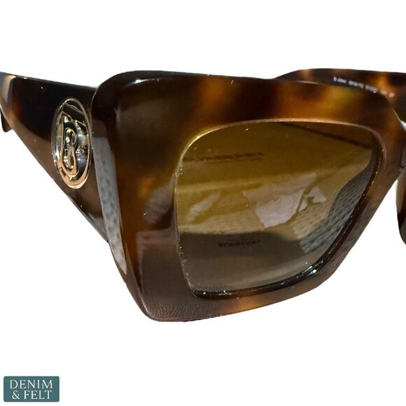 Burberry Daisy Light Havana Brown Tortoise Polarized Logo Sunglasses 51mm Italy - Picture 15 of 16